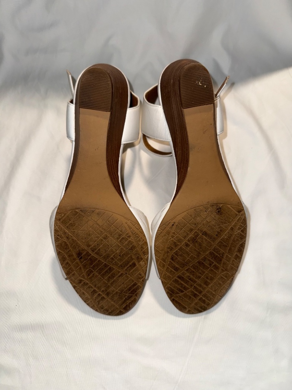 14th & Union Women's White Open Toe Ankle Strap Heels Size 7 - Picture 3 of 7